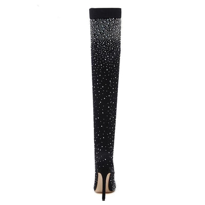 Catwalk Glass Elastic Fabric Sock Pointy Boots