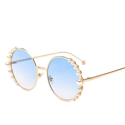 Luxury Round Women Sunglasses Pearl Decoration