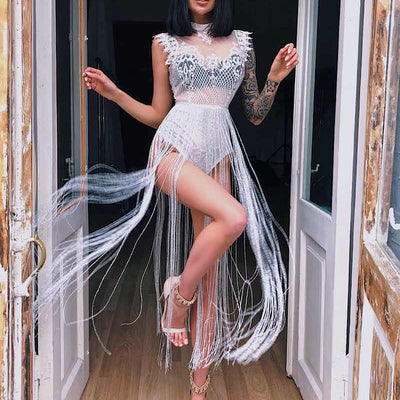 Sexy Spring and Summer Tassel  Night Club Playsuit Bodicon Dress