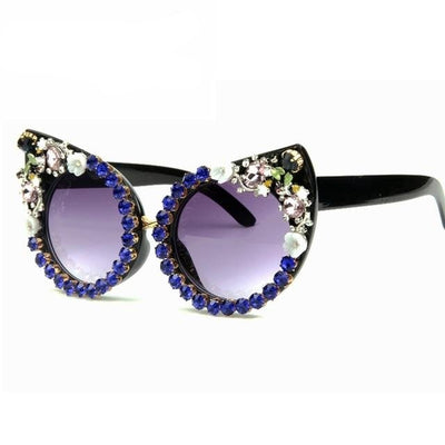 Cat Eyes Rhinestone Decoration Sunglasses