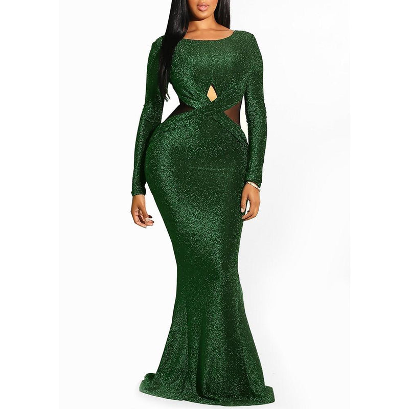 Women Long Sexy Fall Vintage Elegant Mermaid Sequin Dress