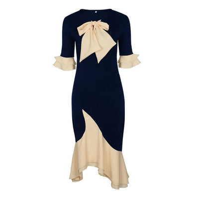 Elegant Vintage Office Lady Mermaid Sleeve Dress