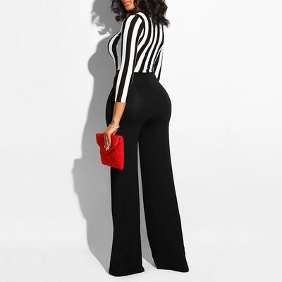 Stripe Color Block Lace-Up Jumpsuit