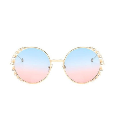 Luxury Round Women Sunglasses Pearl Decoration