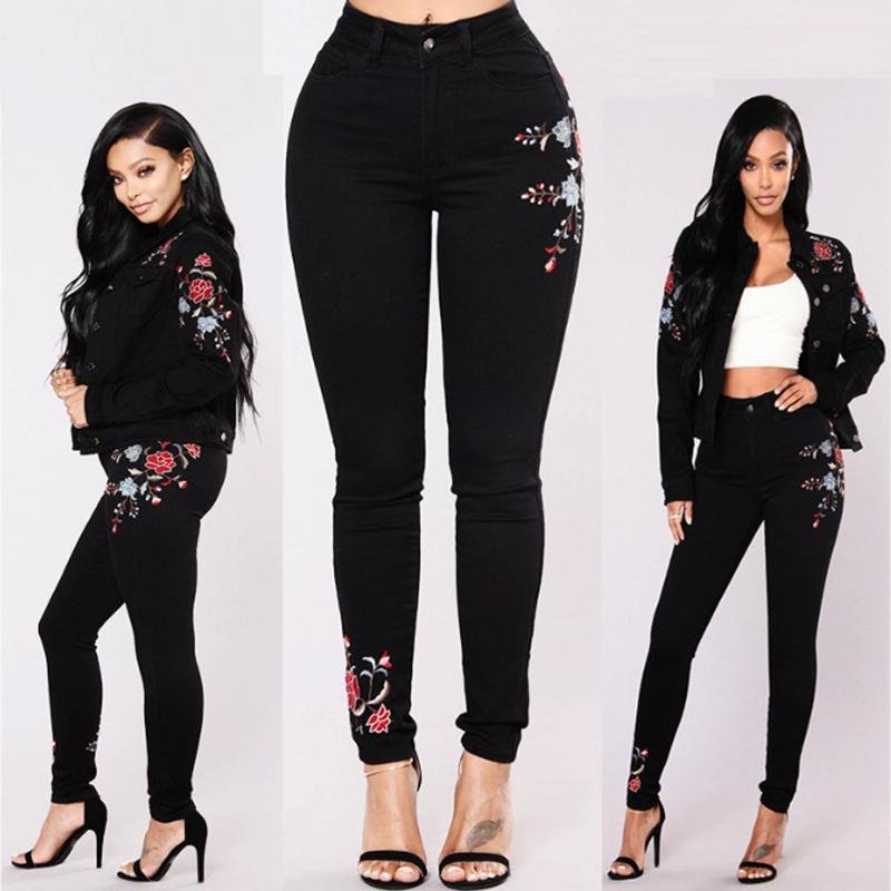 Elastic Stretch embroidery sexy Jeans
