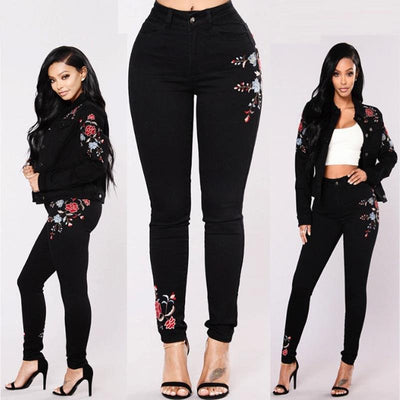 Elastic Stretch embroidery sexy Jeans