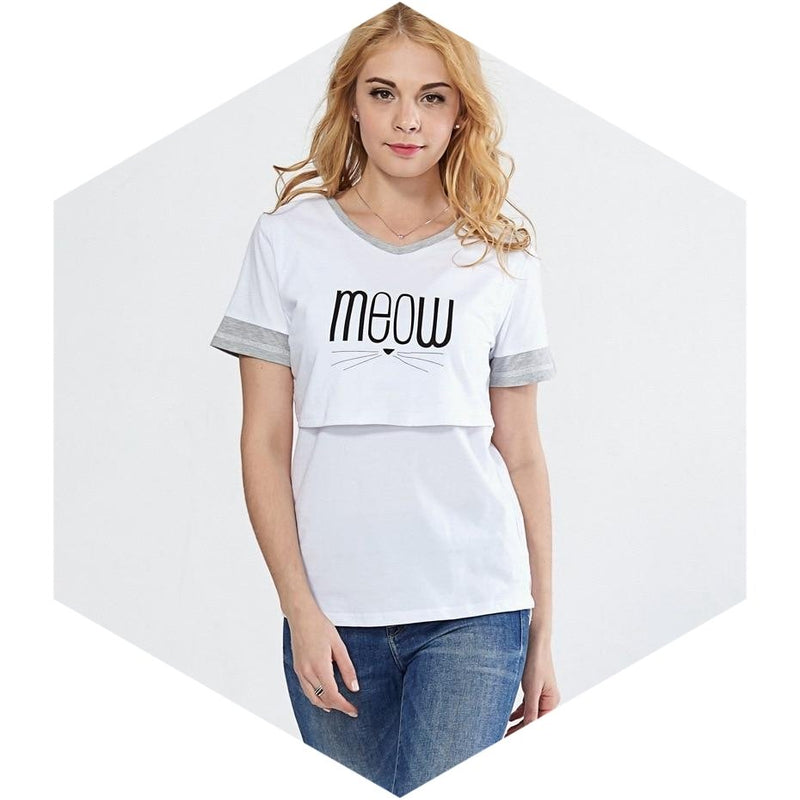 100%Cotton Nursing T-shirt Simple Breastfeeding