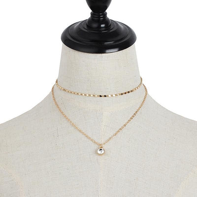 Female Gold Color Double Layer Necklace Collier
