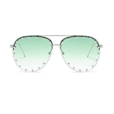 Rimless Women Oversized Mirror Sunglasses