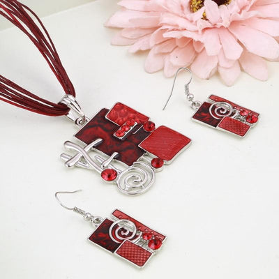 Summer Style Enamel Silver Pendant Jewelry Sets