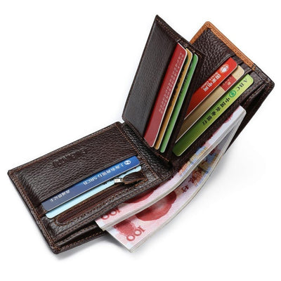 Genuine Leather Brand Casual Zipper Men's Leather Purse