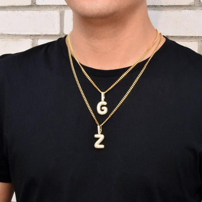 A-Z Small Bubble Letters Pendant Necklaces