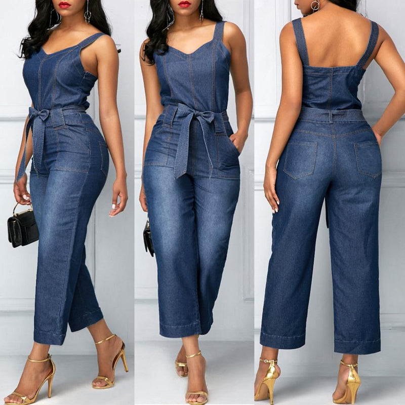 Woman Jumpsuit High Waist Jean
