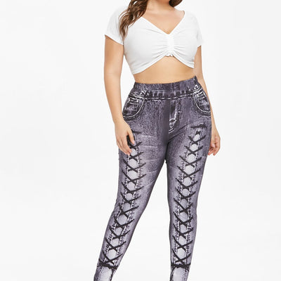 Plus Size Elastic High Waist Workout Legging