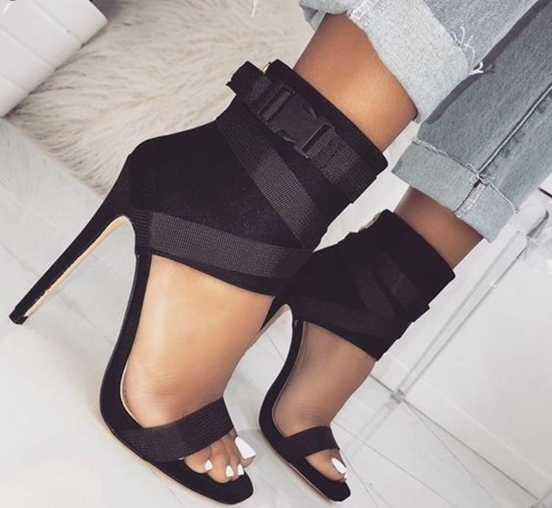 Women Cloth Belt Rome Gladiator Peep-Toe Sandal