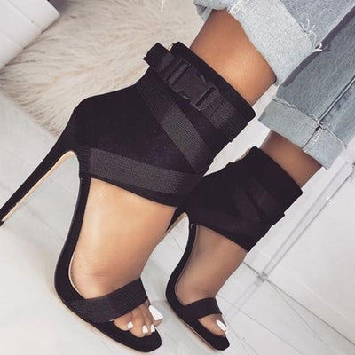 Women Cloth Belt Rome Gladiator Peep-Toe Sandal