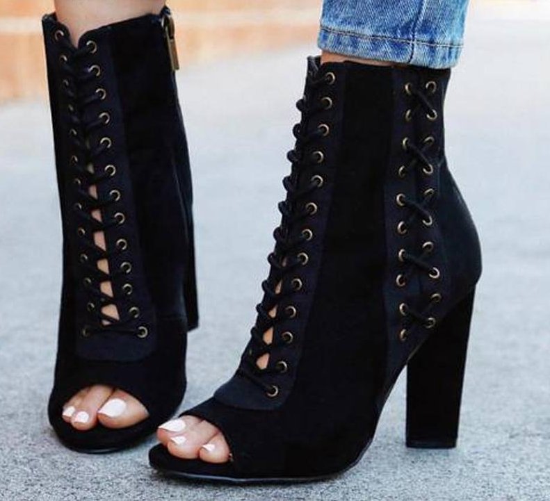 New Fashion Design Women's Peep Toe Zipper Boots