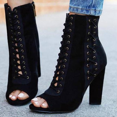 New Fashion Design Women's Peep Toe Zipper Boots