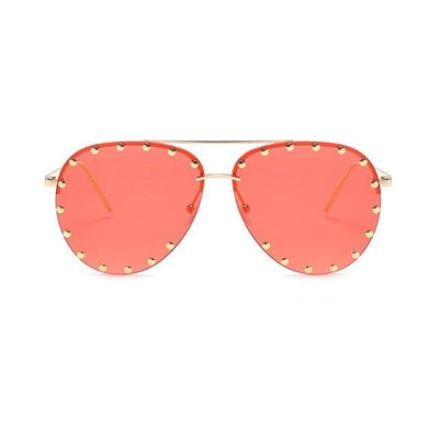 Rimless Women Oversized Mirror Sunglasses