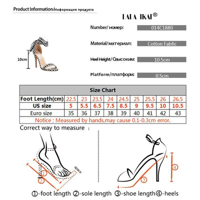 Scottish Plaid High Sandals Women Cross-Tied Heels