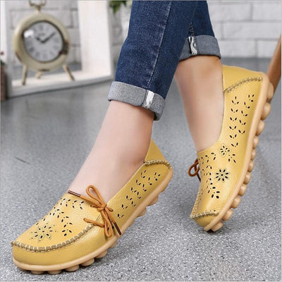 Lace-up Genuine Leather Women Flats Shoe F