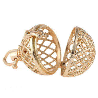 Hollow Cage Filigree Ball Box Copper Crown Pendant