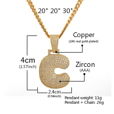 A-Z Custom Name Necklaces & Pendant Chain For Hip Hop Men & Women