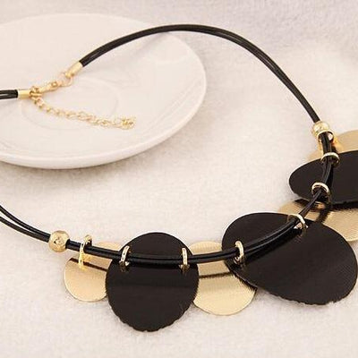 Cute Choker Necklace Oval Metal Sheets Pendant