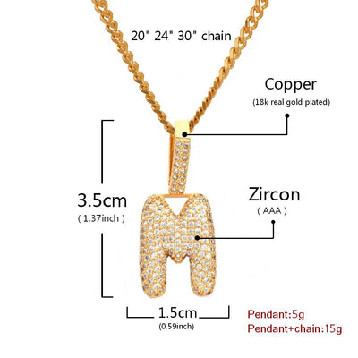 A-Z Small Bubble Letters Pendant Necklaces