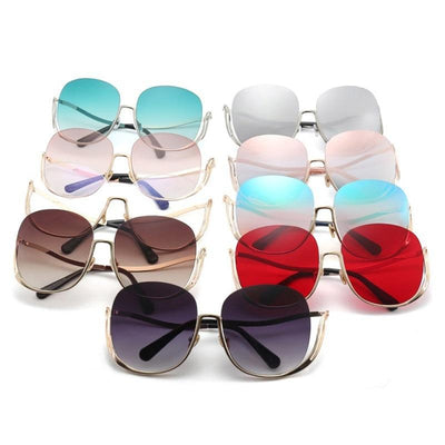 Luxury Women Retro Half Frame Round Sunglasses