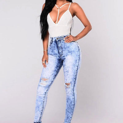 Classic High Waist Skinny Pencil Denim Pants