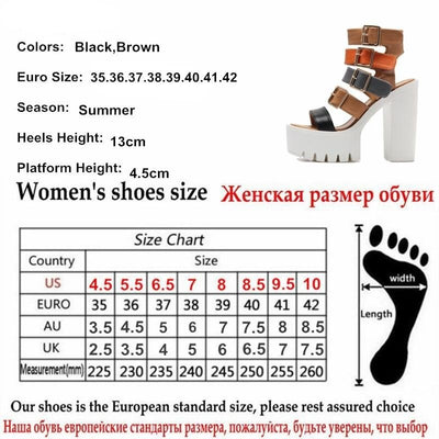 Women Sandals High Heels Fashion Buckle Gladiator Sandals
