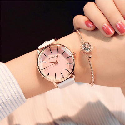 Polygonal dial design women watches