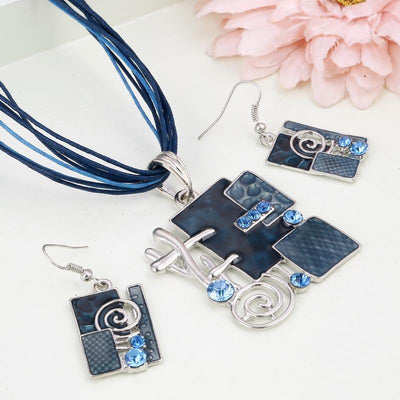Summer Style Enamel Silver Pendant Jewelry Sets