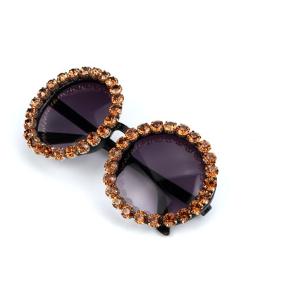 Luxury vintage rhinestone round sunglasses