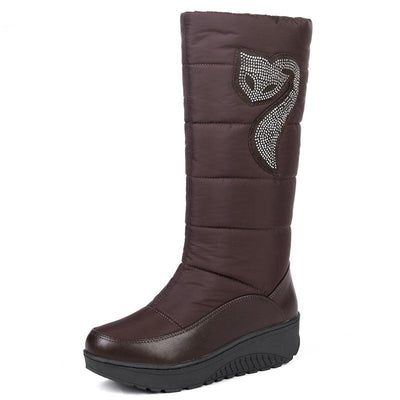 new fashion snow boots rhinestone wedges high heels
