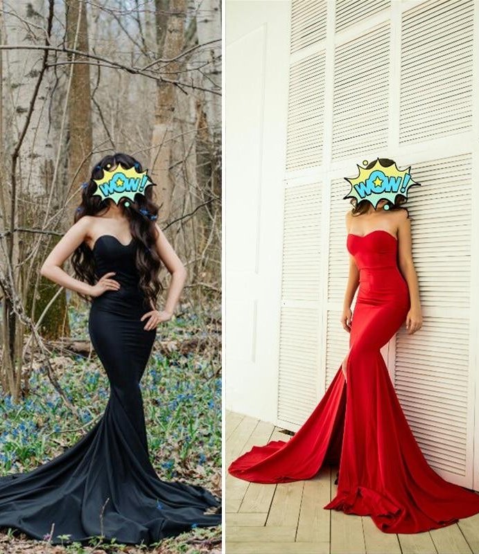 Sexy Strapless V Neck Padded Mermaid Party Dress