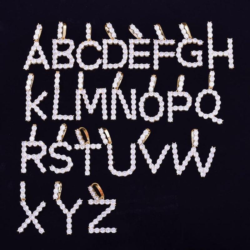Zircon Tennis Letters Pendant  Necklaces