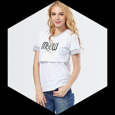 100%Cotton Nursing T-shirt Simple Breastfeeding