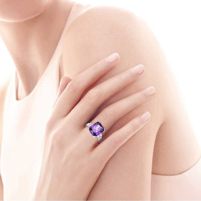 Vintage Jewelry 5.25ct Amethyst 925 Sterling Silver Ring