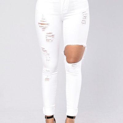 Women High Waist Skinny Pencil Denim Pants