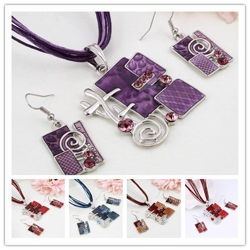 Summer Style Enamel Silver Pendant Jewelry Sets