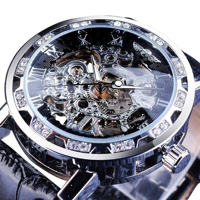 Black Golden Retro Luminous Hands Fashion Diamond Display Men's Watch