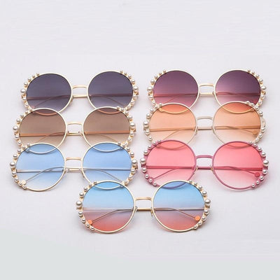 Luxury Round Women Sunglasses Pearl Decoration