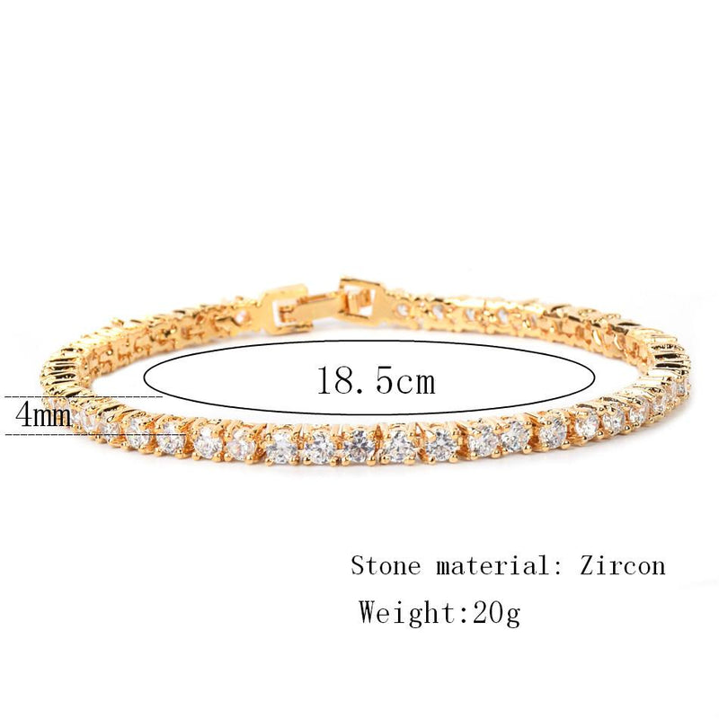 Iced Zircon Tennis Chain Bracelet Men's Hip hop Jewelry