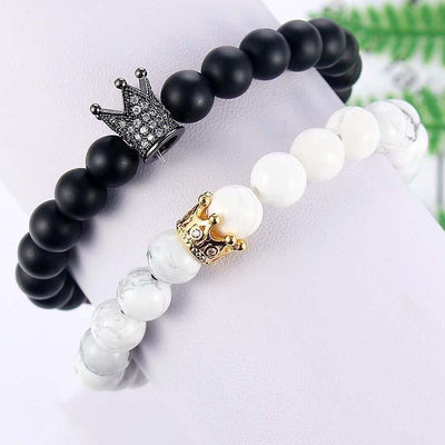 1 Pair Couple Crystal Gold Alloy Copper Rhinestone Crown Bracelets
