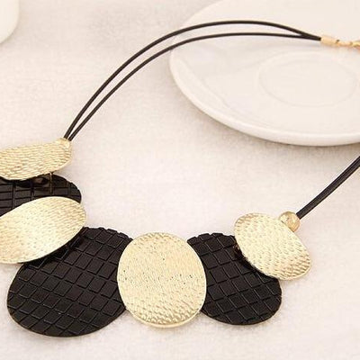 Cute Choker Necklace Oval Metal Sheets Pendant