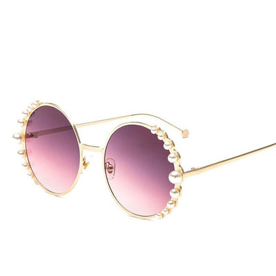 Luxury Round Women Sunglasses Pearl Decoration