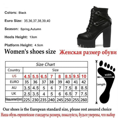 Women Heel Spring Autumn Lace-up Soft Leather Platform Shoes