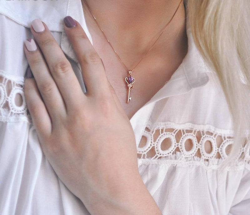 Crown Key Pendant Necklace